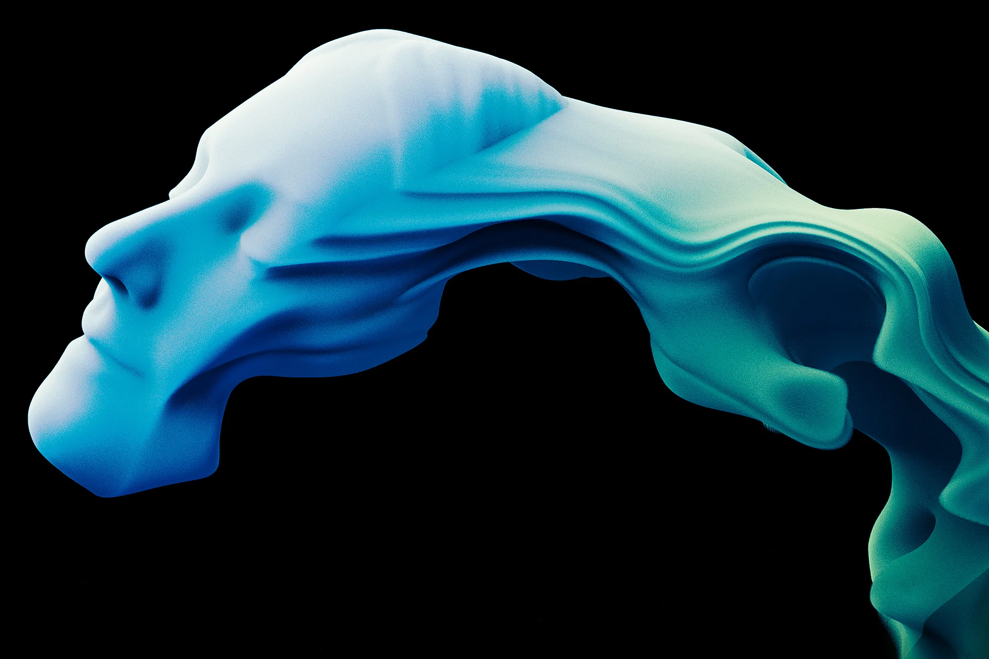 abstract meditative face melts into background